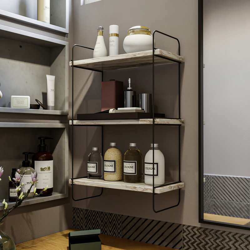 Locelso Floating Shelf, White/Black