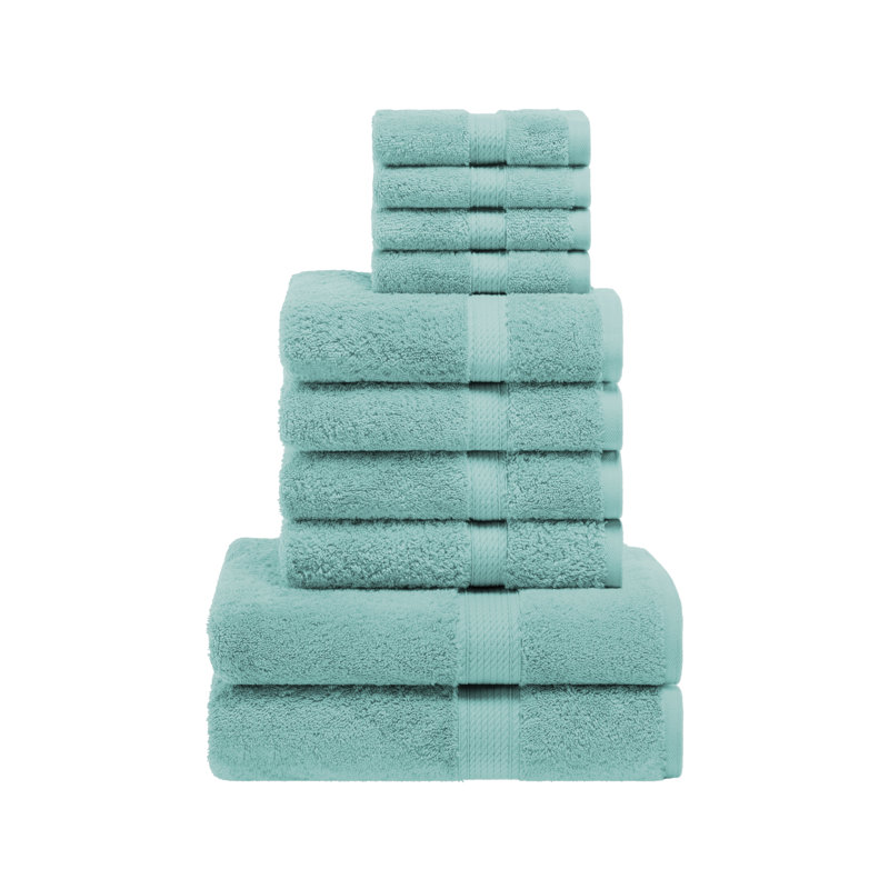 Scotia Egyptian Cotton Bath Towel Set, Turquoise, 10Pc Towel Set (2Bath, 4Hand, 4Face)