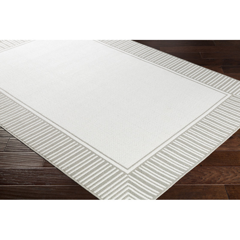 Tapis d'intérieur / extérieur blanc / taupe Devries, Rectangle 2 pi 3 po x 4 pi 6 po