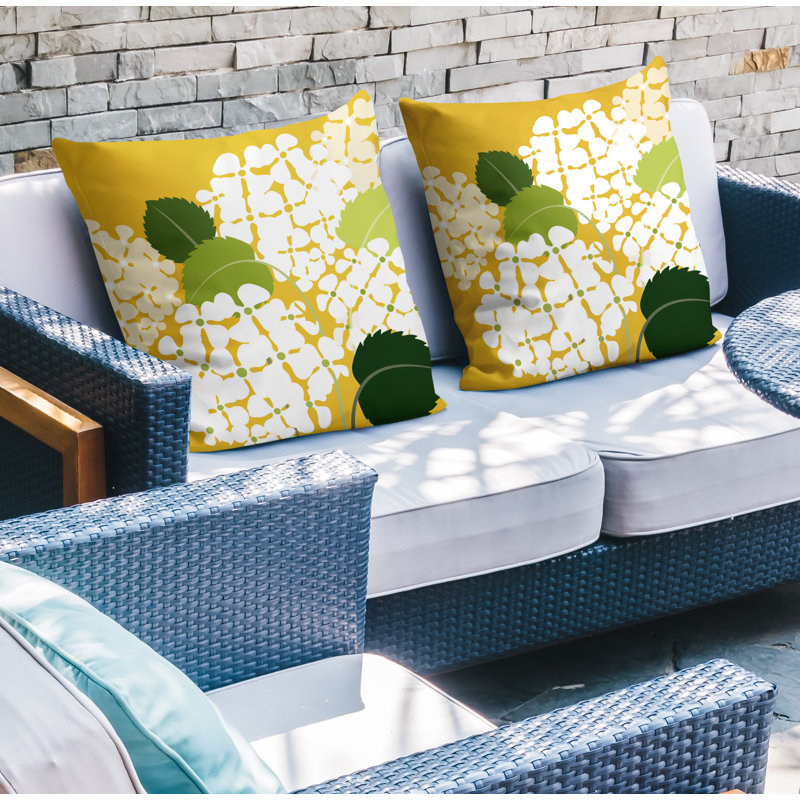 Polyester/Polyester Blend Throw Square Indoor/Outdoor Pillow Cover & Insert, 18" x 18", Yellow