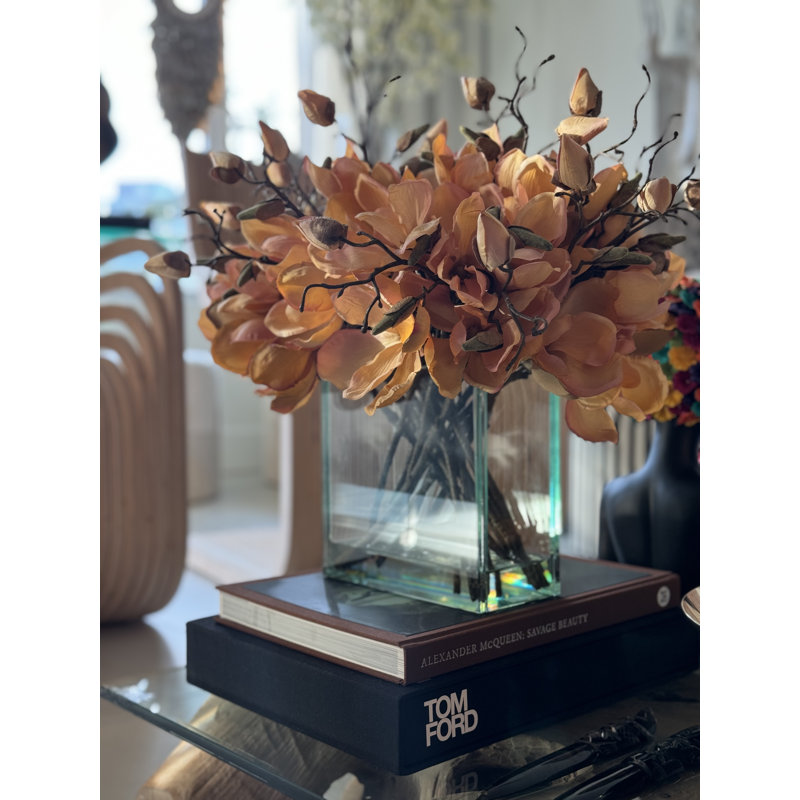 Magnolia Arrangement in Vase, Orange