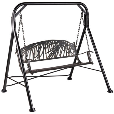 Adalei Metal Palm Leaves Porch Swing with Stand