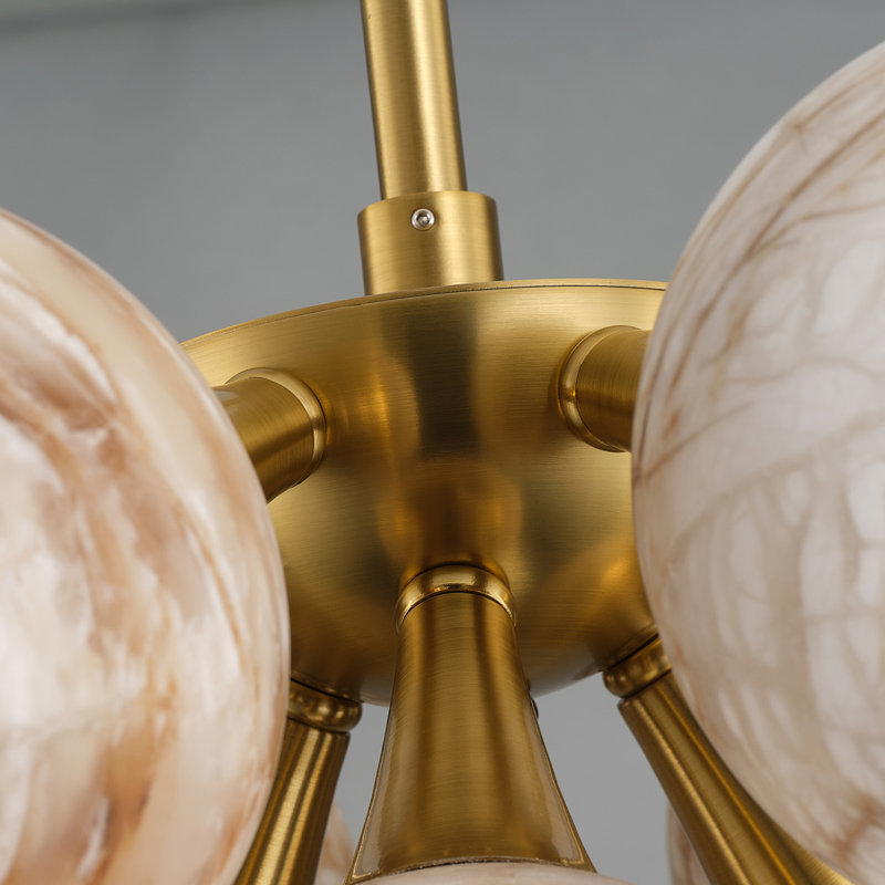Granier 10 - Light Luxury Round Globe Kitchen Island Alabaster Chandelier(Bulbs Included)
