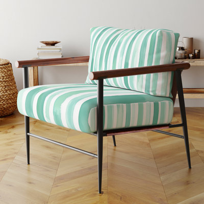 Chaise d'appoint rayée - Fauteuil vert menthe à rayures