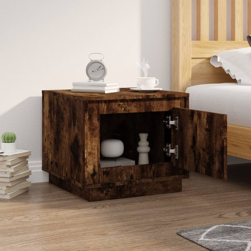 Nikolov Side Table with Storage, Smoked Oak