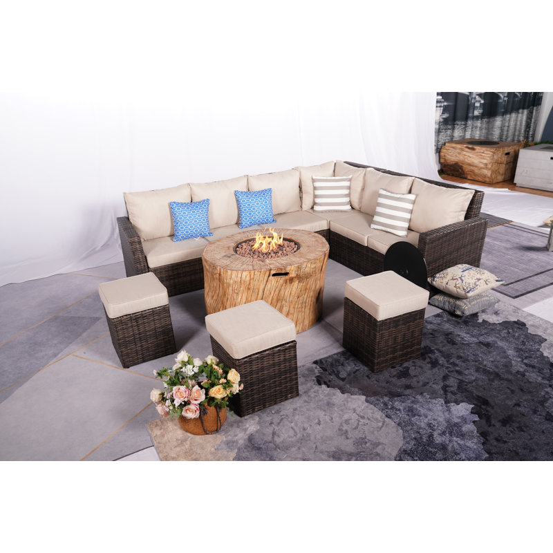 Ensemble de conversation pour 8 personnes avec coussins