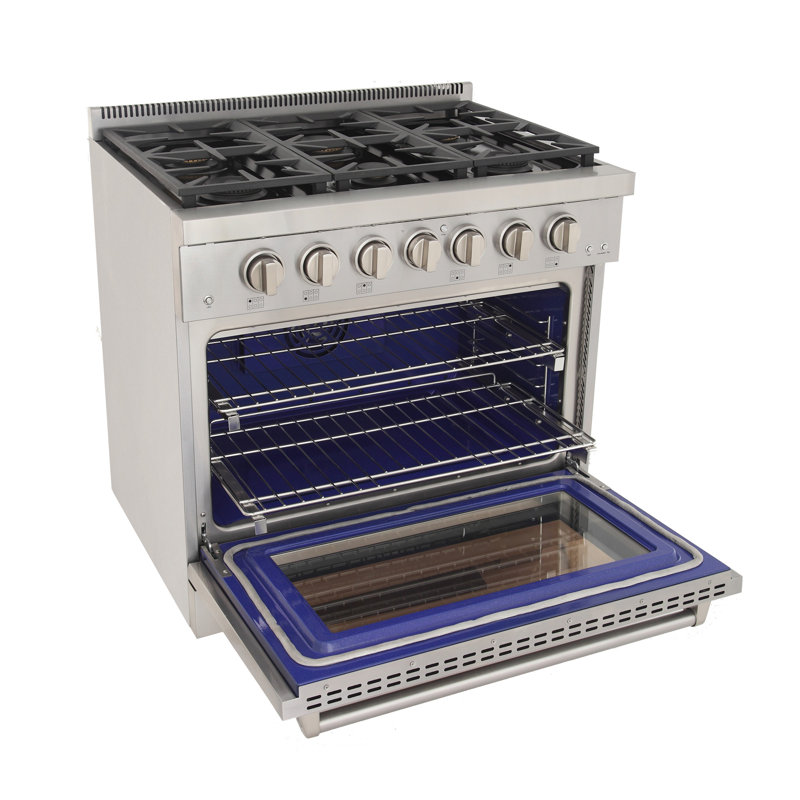 Kucht 36'' W Free Standing Range, Liquid Propane, Stainless Steel