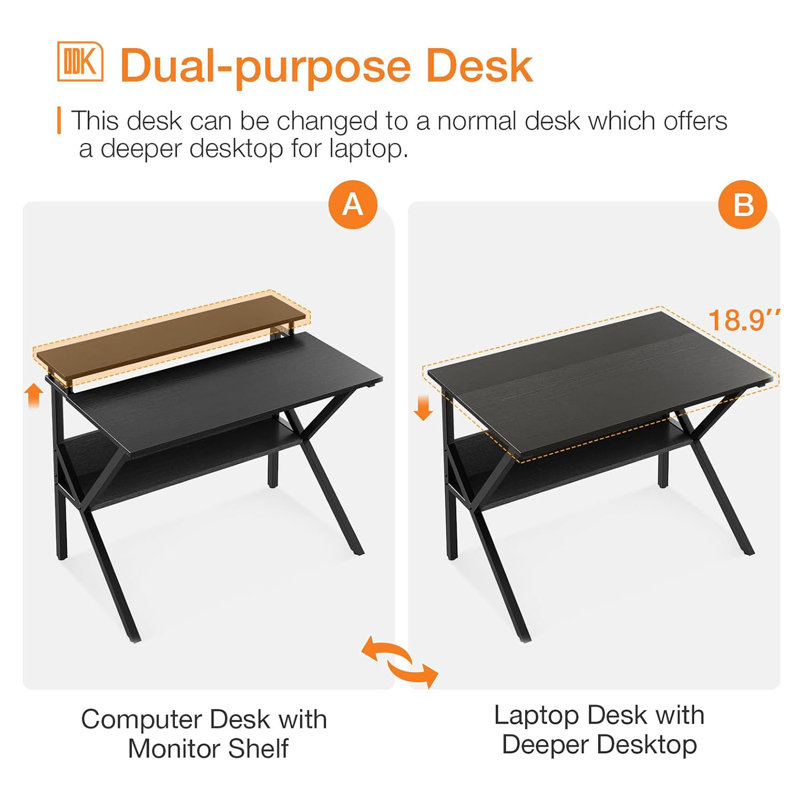 Small Desk, 27.5 Inch Small Computer Desk For Small Spaces, Compact Desk With Storage, Tiny Desk Study Desk With Monitor Stand For Home Office