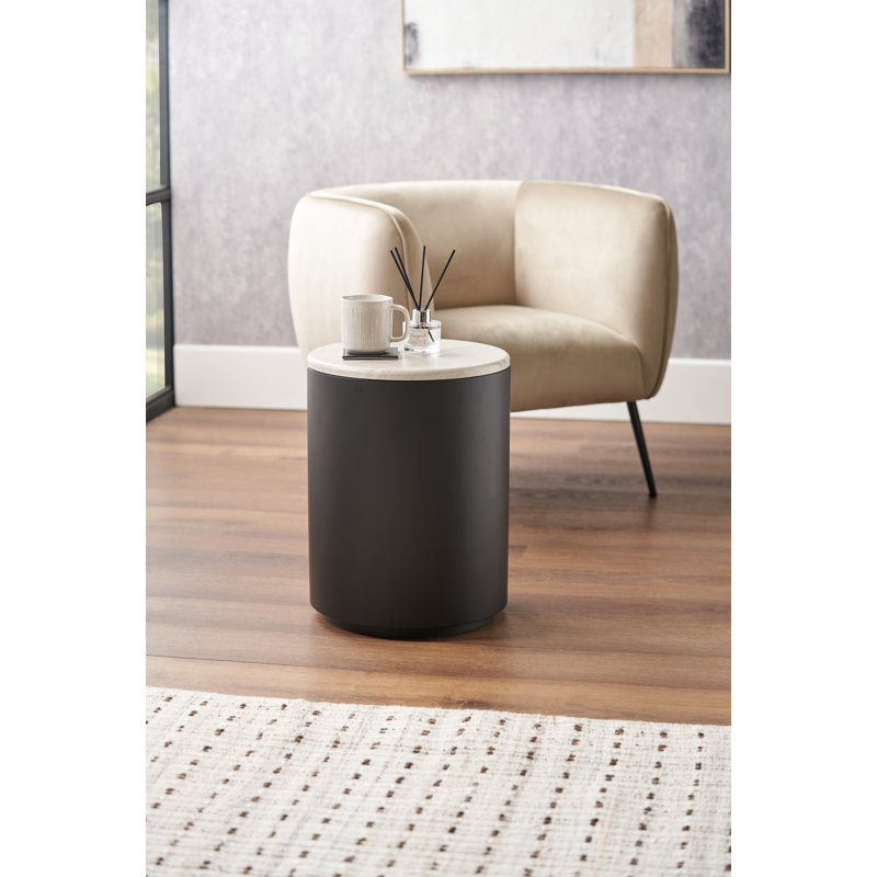 Canouan Marble Effect and Metal Storage Side Table