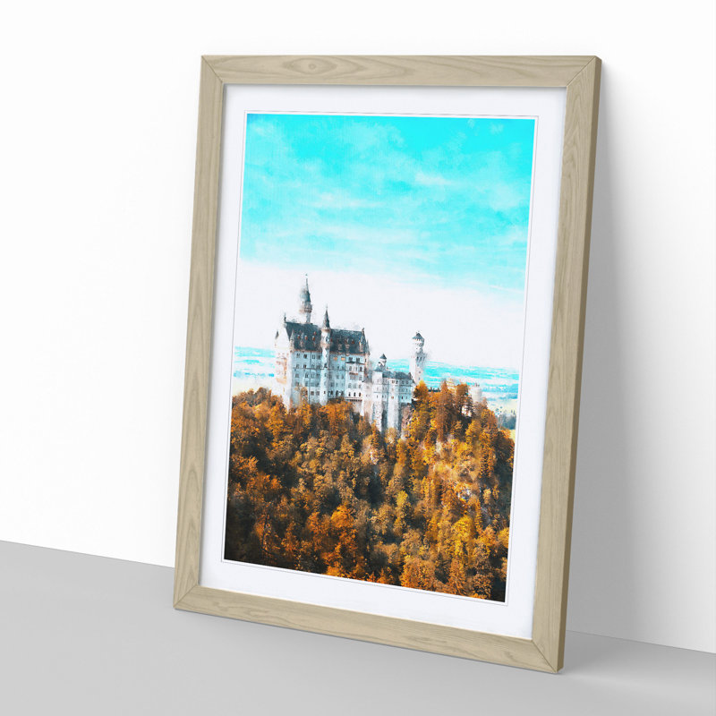 The Neuschwanstein Castle in Germany - Picture Frame Graphic Art, 48cm H x 36cm W x 2cm D, Oak Framed