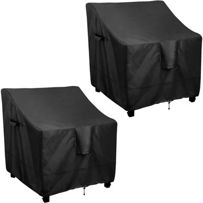 Outdoor Waterproof Furniture Chair Cover - UV-Resistant Patio Lawn Chair Covers for Outdoor Furniture Windproof Heavy Duty Chair Covering, 2 Packs, 28Wx30Dx31H Inches, Black