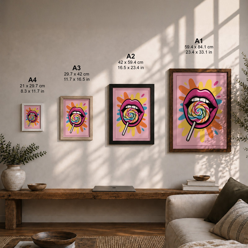 Playful Pop Mouth Pop Art - Print, Unframed, A4 - 29.7 x 21.0 cm