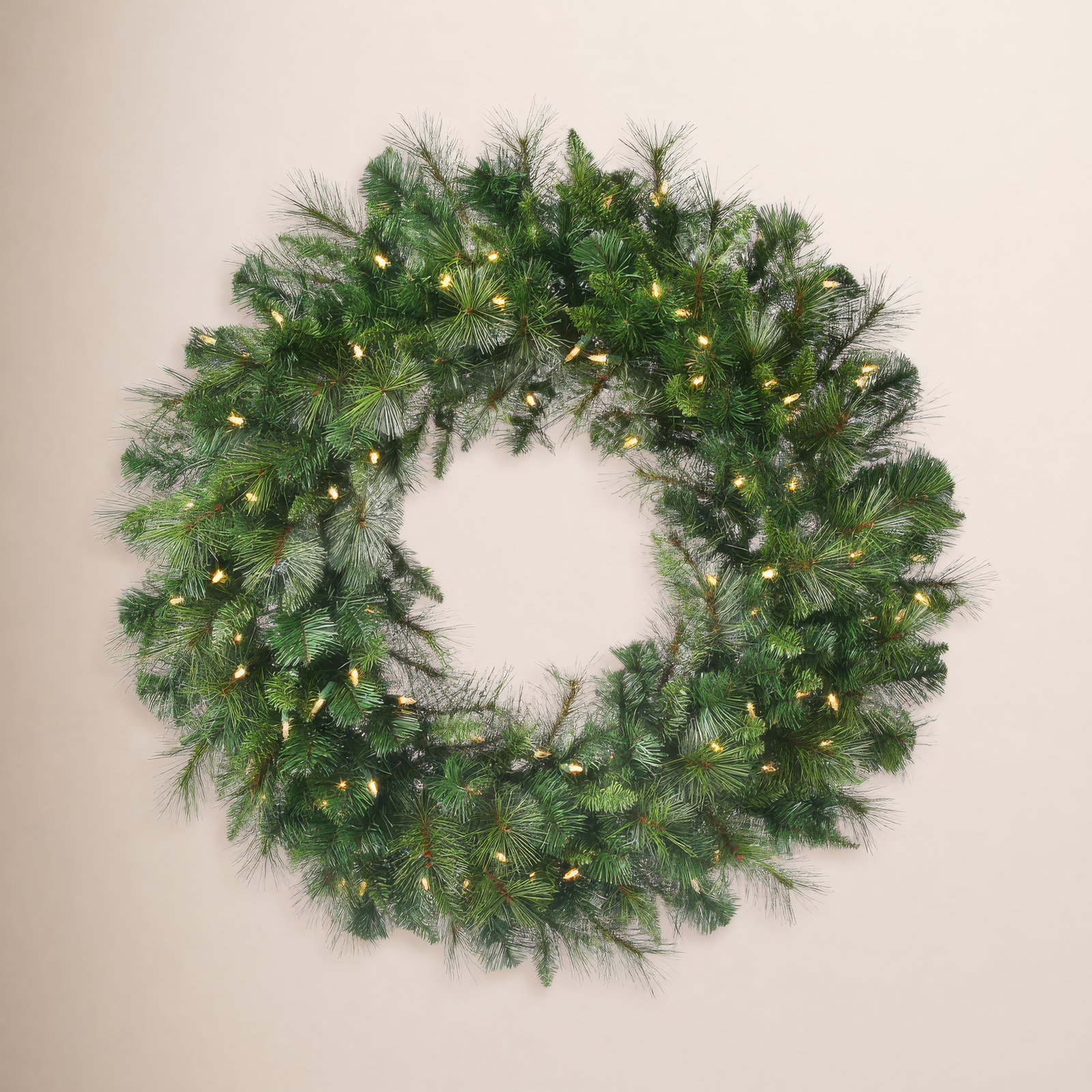 Pvc Greenery 72" Pre-Lit Wreath, 30" W x 30" H x 6" D