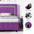 Alber Faux Leather Diamond Tufted Platform Bed with Headboard & 2 Rustic Farmhouse Nightstands Set, Barn Door End Tables with Storage Shelf-1409822700-1409822696