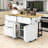 Farmhouse Rolling Kitchen Island with Drop Leaf, Storage Cabinet, Drawers, Power Outlet and 2 Stools-740859531