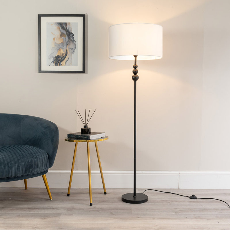 Randalia 145cm Traditional Floor Lamp, Black, White