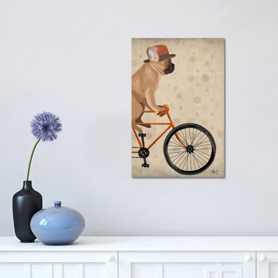 French Bulldog On Bicycle by Fab Funky - Wrapped Canvas Gallery-Wrapped Canvas Giclée