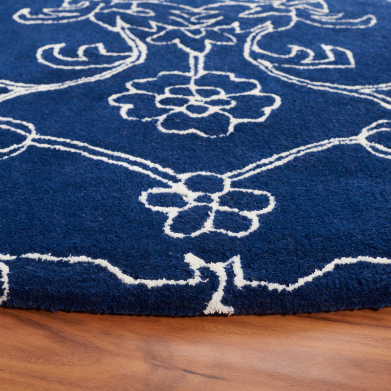 Fifth Avenue Hand Tufted New Zealand Wool Floral Rug, Round 7'