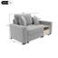 Canapé moderne en chenille gris avec accoudoirs de rangement