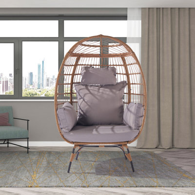 Wicker Egg Chair, Oversized Indoor Outdoor Lounger