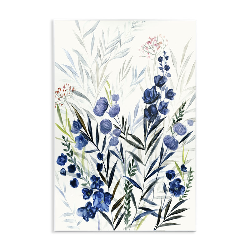 "Varied Indigo Herbs", art mural sur bois par Hannah Dawson, H 15 po x l 10 po
