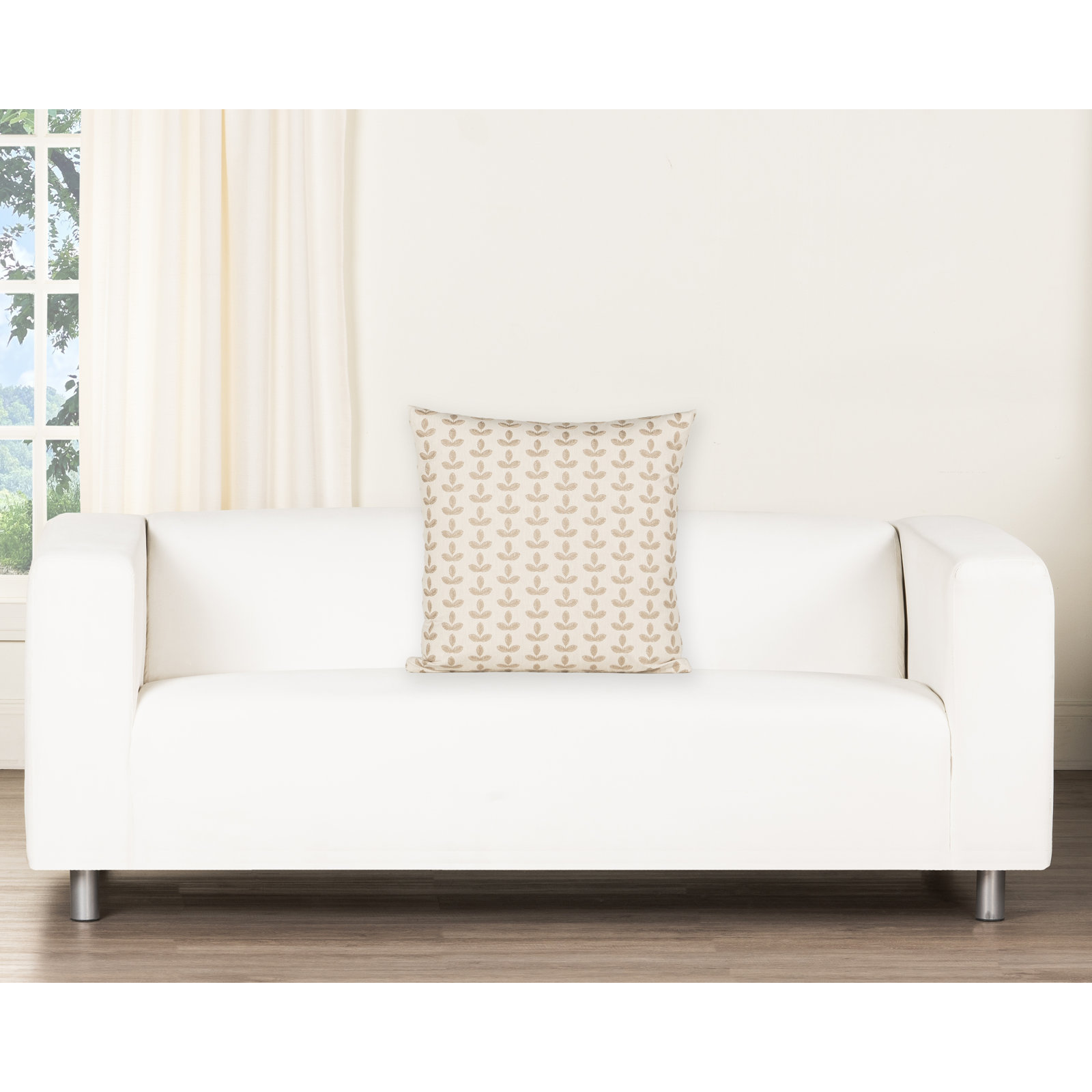 Throw Pillow, Feather, Cream Floral, Square 20"