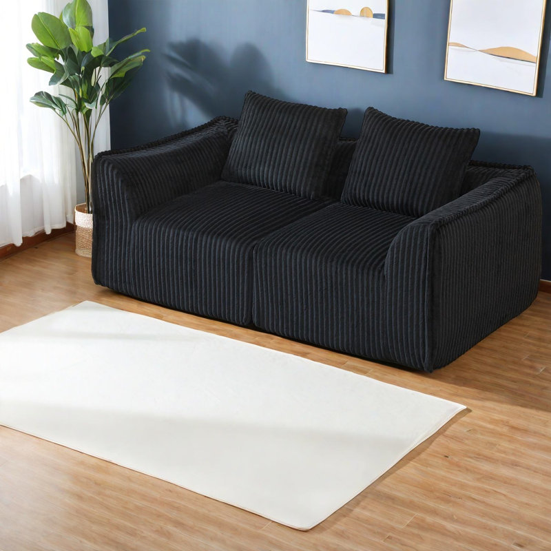 Compression Sofas, 72 Inch Corduroy 2 Seat Modern Couch for Home