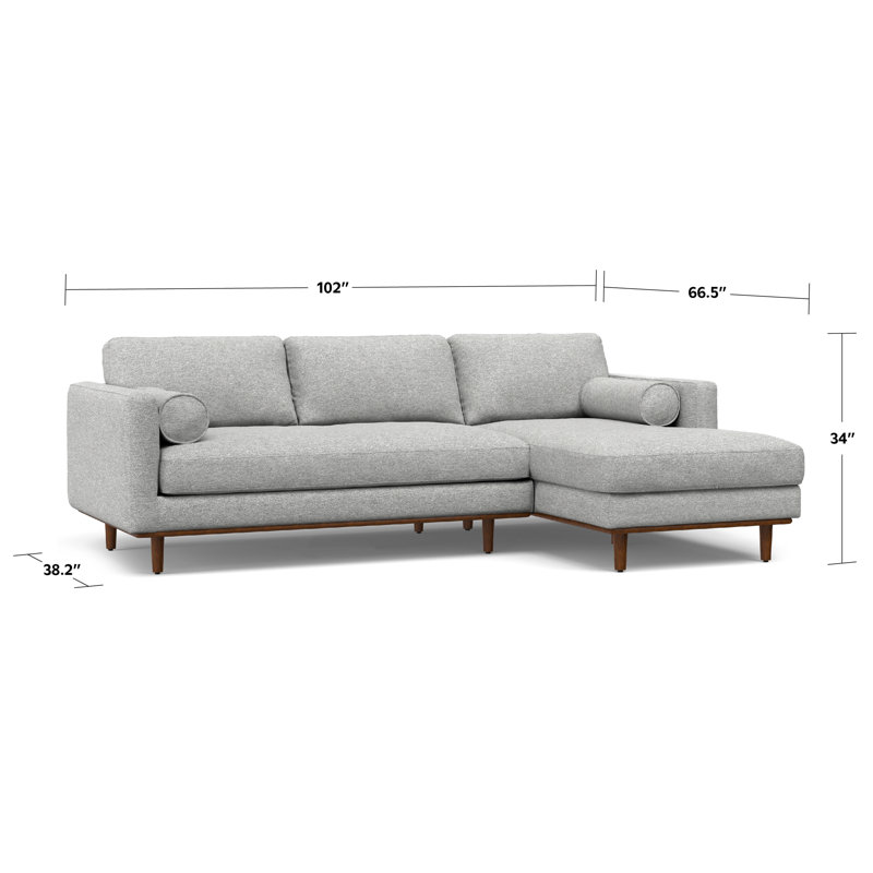 Mist Grey Woven-Blend Fabric Right Sectional Sofa with Chaise