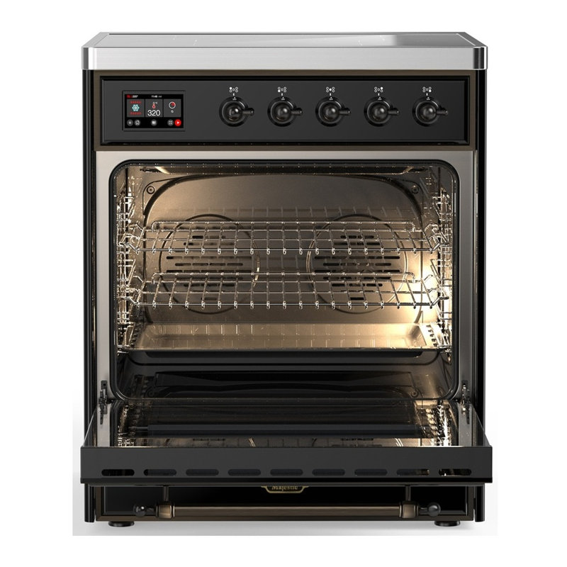 Cuisinière à induction 30 pouces avec 4 éléments à induction en noir brillant (garniture brunie) Majestic III Series, Brunie