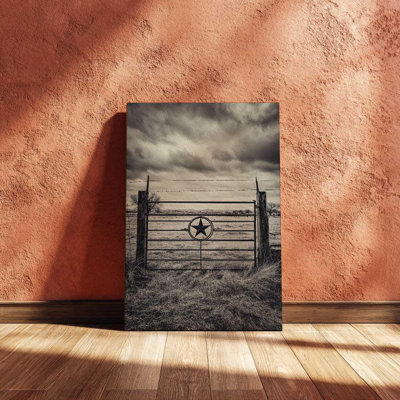Texas Ranch Gate Canvas Art â€“ Lone Star Wall Decor â€“ Rustic Western Photography Print