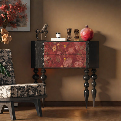 Pine Two Drawer Decorative Cabinet