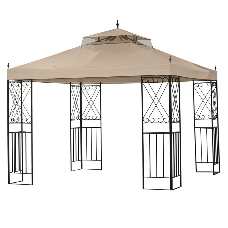 Parlay Scroll Gazebo Replacement Canopy Top Cover ONLY, Beige, Riplock 350 Fabric
