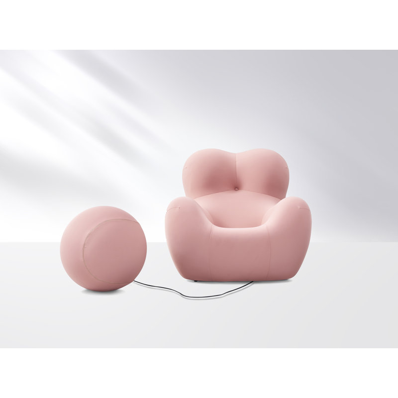 Vigna Upholstered Accent Chair with Ottoman, Pink 100% Polyester