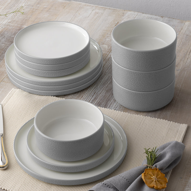 Noritake Colortex Stone 12-Piece Dinnerware Set, Service for 4, Gray