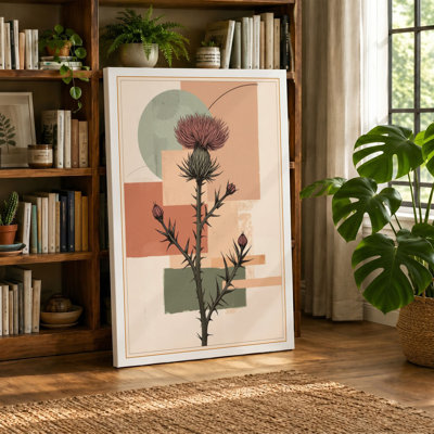Thistle in Geometry Botanical - Wrapped Canvas