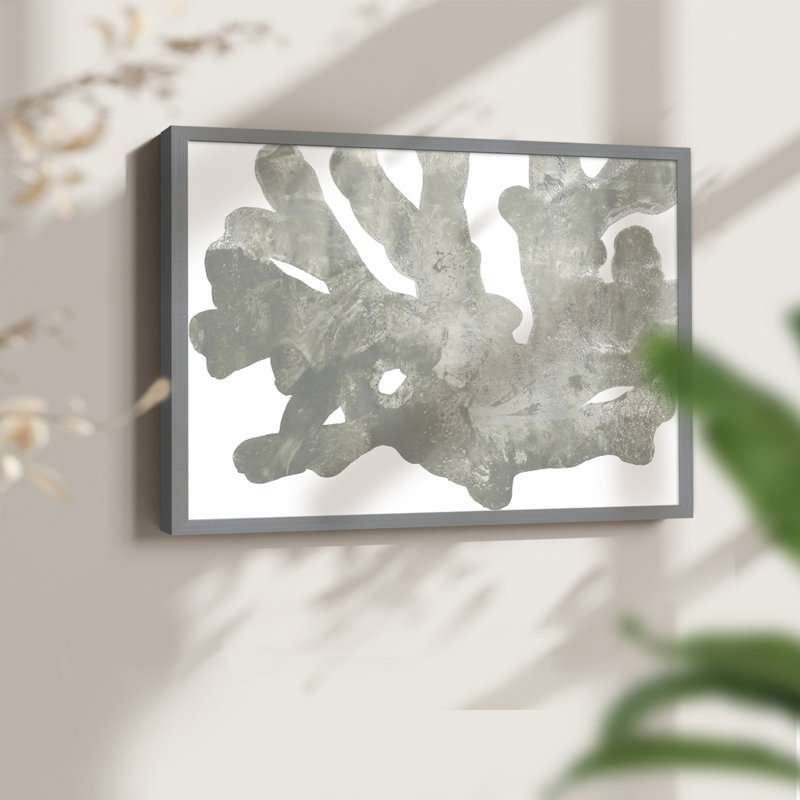 Stone Macro Coral IV - Reproduction encadrée - Restickable, H 11 po x l 14 po, Gris