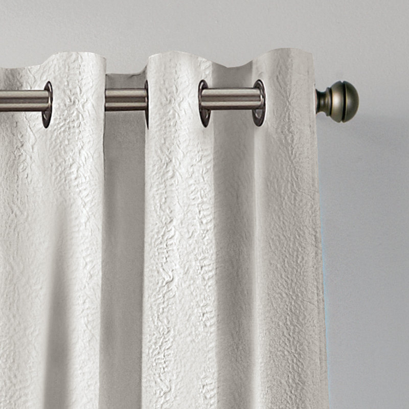 White Polyester Floral Grommet Window Panel, 84"