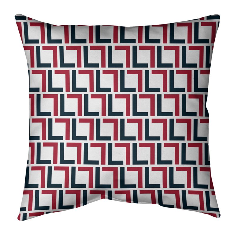 Housse de coussin Houston, 26 po x 26 po, Blanc/noir/rouge, Faux lin