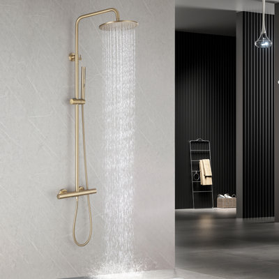 Modern 58.1" Thermostatic Wall‑Mount Heigth Adjustable Outdoor Shower with Footwash Spout
