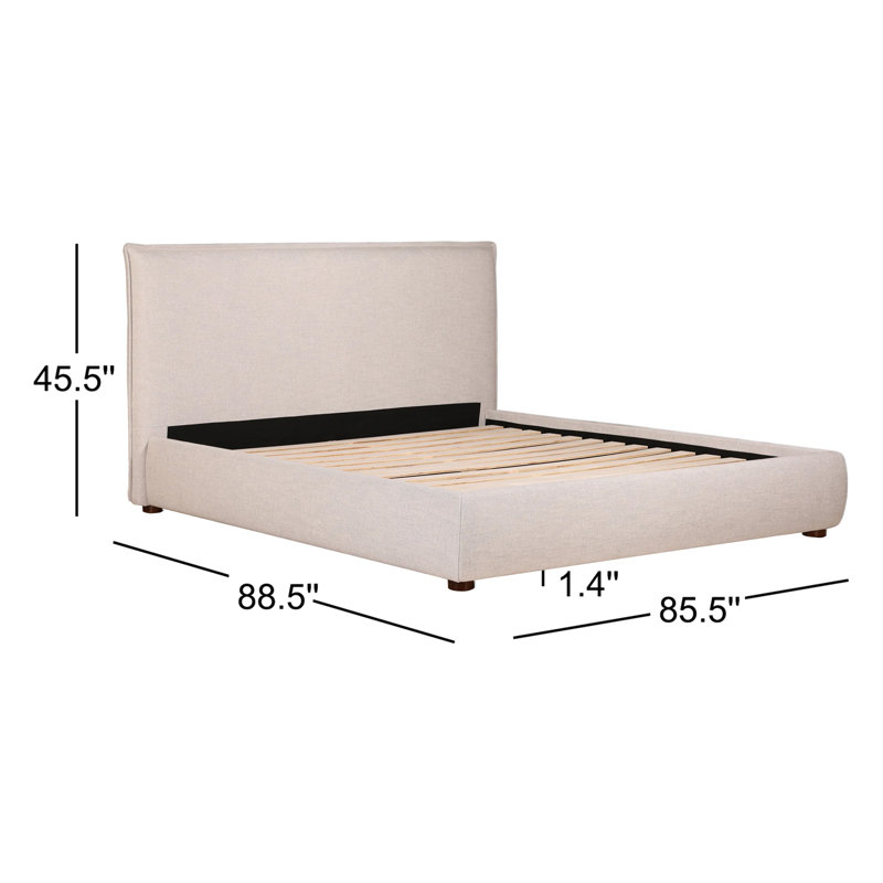 Timothy Upholstered Low Profile Platform Bed, King, Wheat Basketweave, 45.5