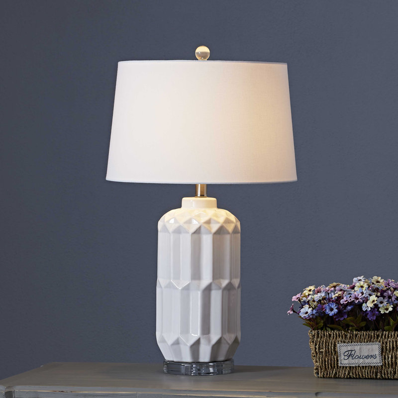Lampe de table en céramique Kayja, Blanc