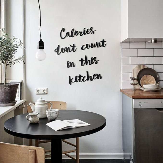 «Calories Don't Count In This Kitchen», art mural en métal - Décoration de bureau à domicile et de salon