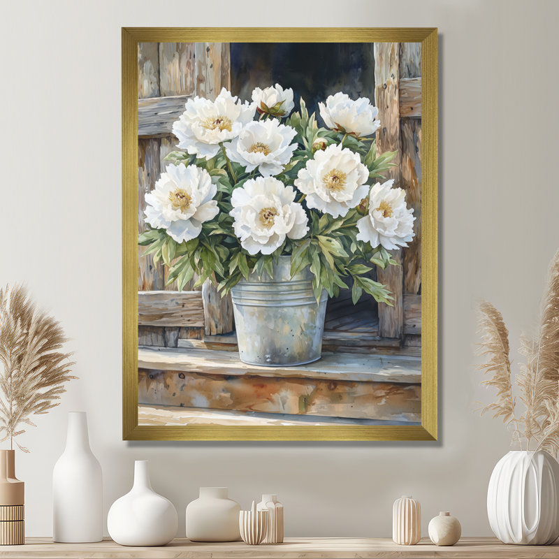 Carla - art mural floral, Impression d'un seul cadre photo, H 20 po x l 12 po, Doré