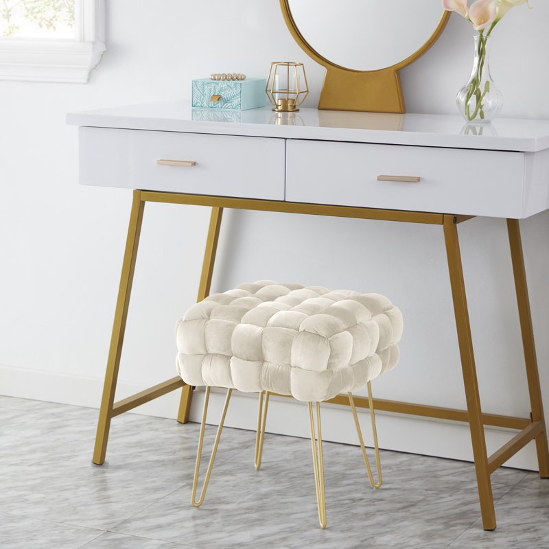 Fleming Velvet Ottoman, Cream