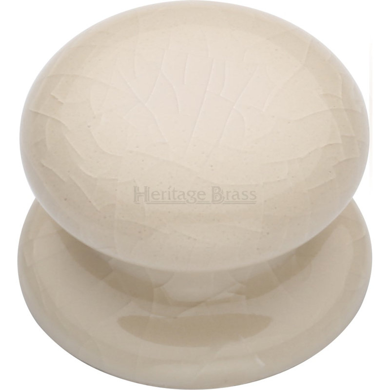 Heritage Brass Cabinet Knob Crackle with Porcelain base, Cream