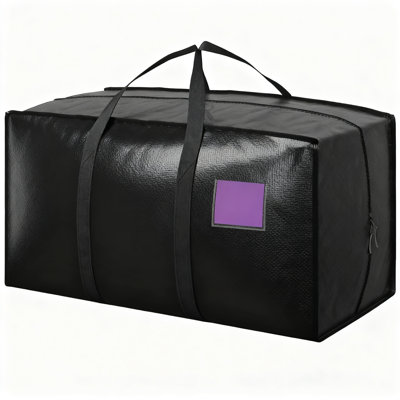 Extra Large Heavy Duty Moving Bags With Reinforced Zipper & Wide Handles, Moisture-Resistant Storage Bins Packing Cubes For Clothes, College Dorm, Travel, And Home Organization, 6 Pack, (Black)