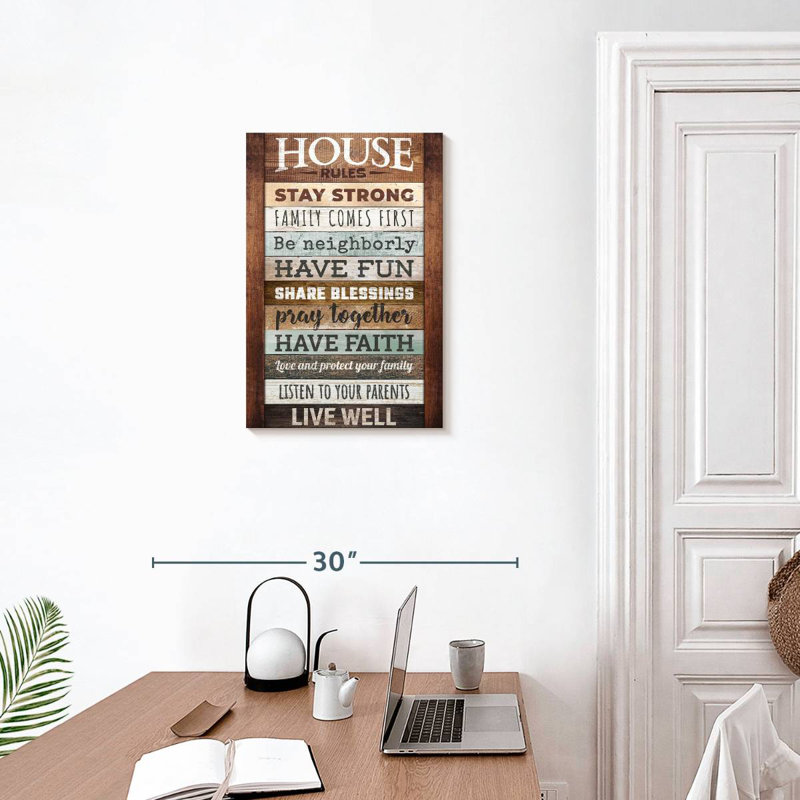 Plaque murale Kema Inspirational House Rules, H 24 po x l 16 po