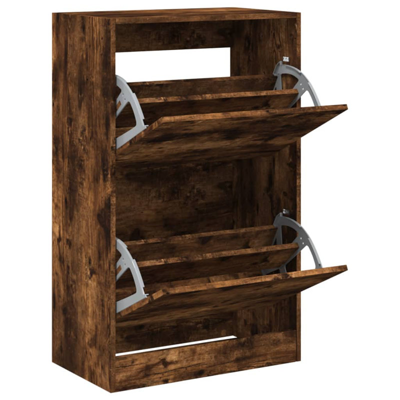 8 Pair Shoe Storage Cabinet, Smoked Oak