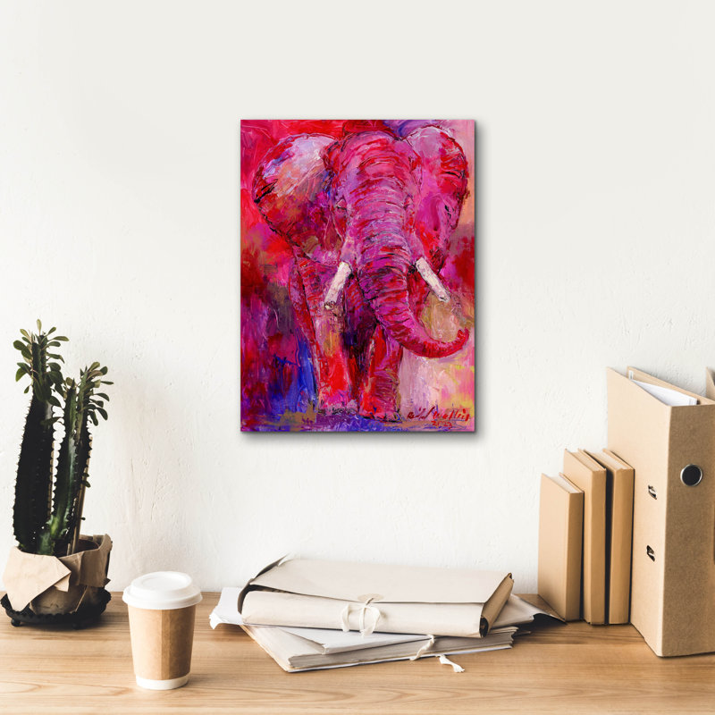 " Pink Elephant " by Richard Wallich, 16" H x 12" W x 0.75" D