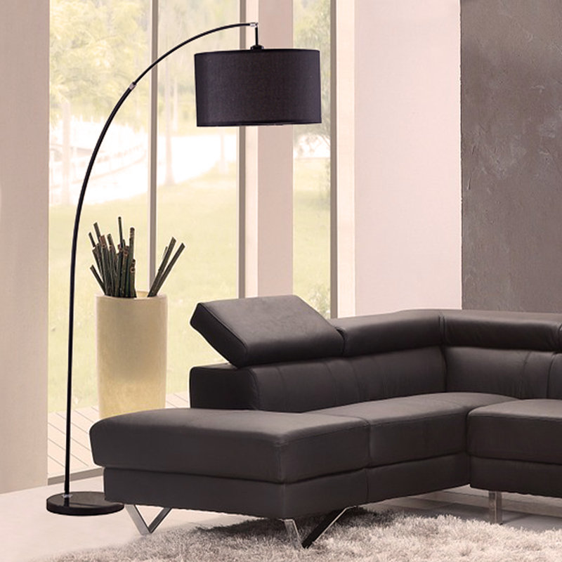Lampe sur pied arquée noire 78 po avec abat-jour KD - Éclairage élégant et contemporain pour toute pièce